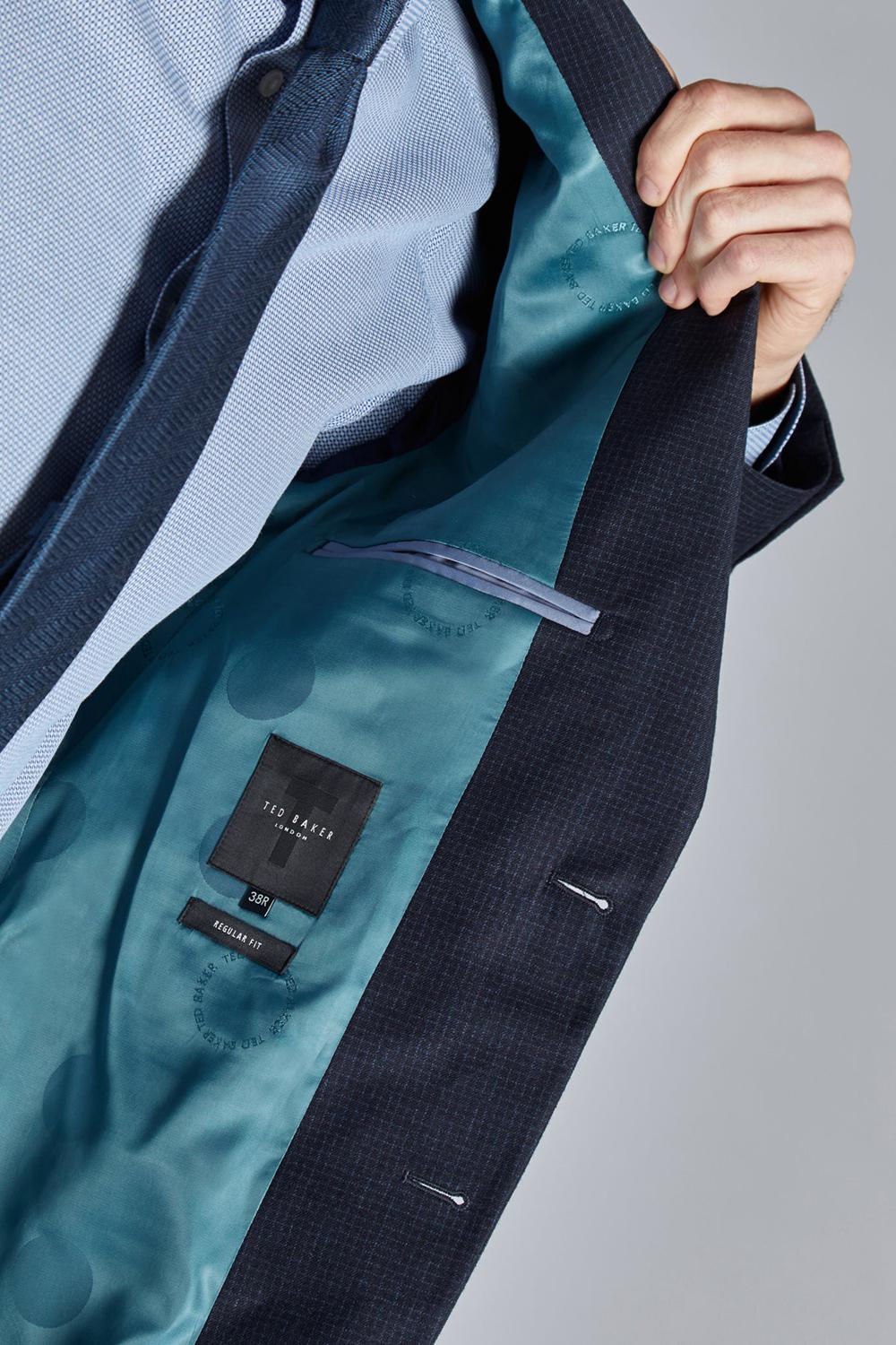 Ted Baker CANISJS - Grid Check Regular Fit Suit Men Jackets Navy | UAE  97540-BACL