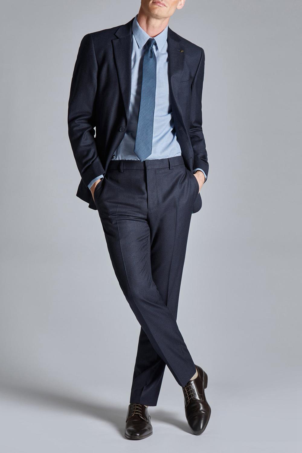 Ted Baker CANISJS - Grid Check Regular Fit Suit Men Jackets Navy | UAE  97540-BACL
