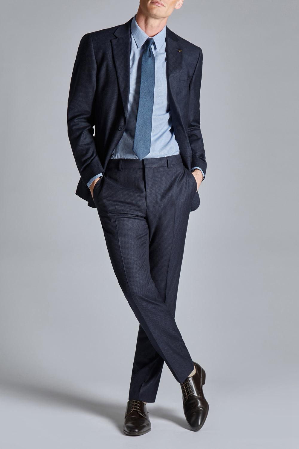 Ted Baker CANISTS - Grid Check Regular Fit Suit Men Trousers Navy | UAE  51364-OPHX