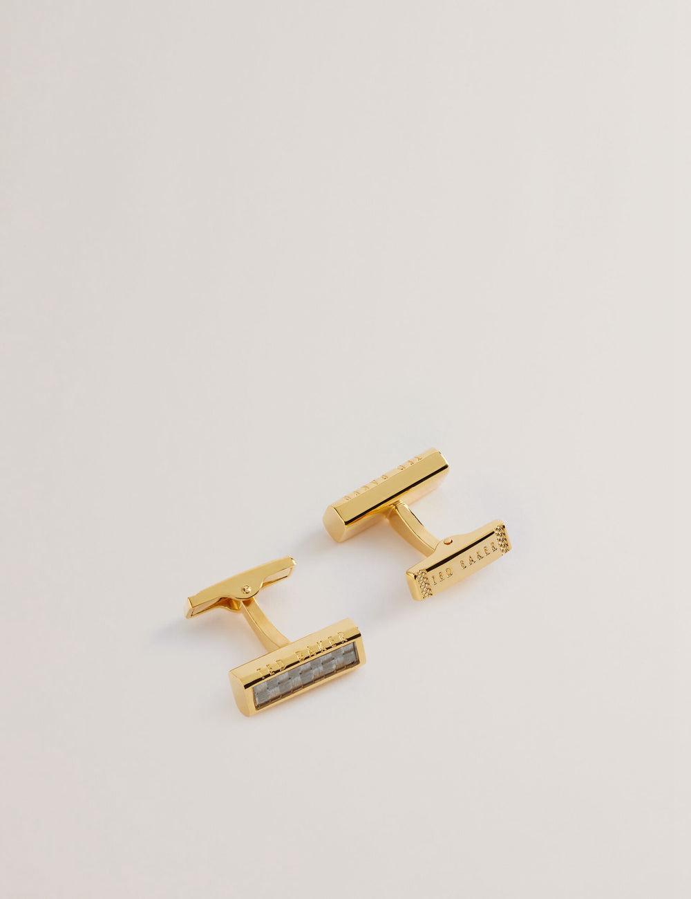 Ted Baker CARBIE - Carbon Fibre Bar Metal Men Cufflinks Gold | UAE  25019-HRET