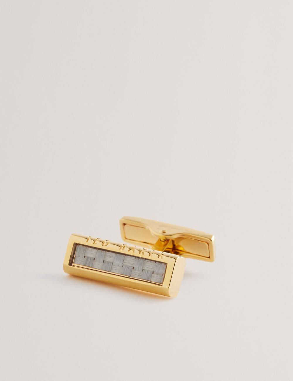 Ted Baker CARBIE - Carbon Fibre Bar Metal Men Cufflinks Gold | UAE  25019-HRET