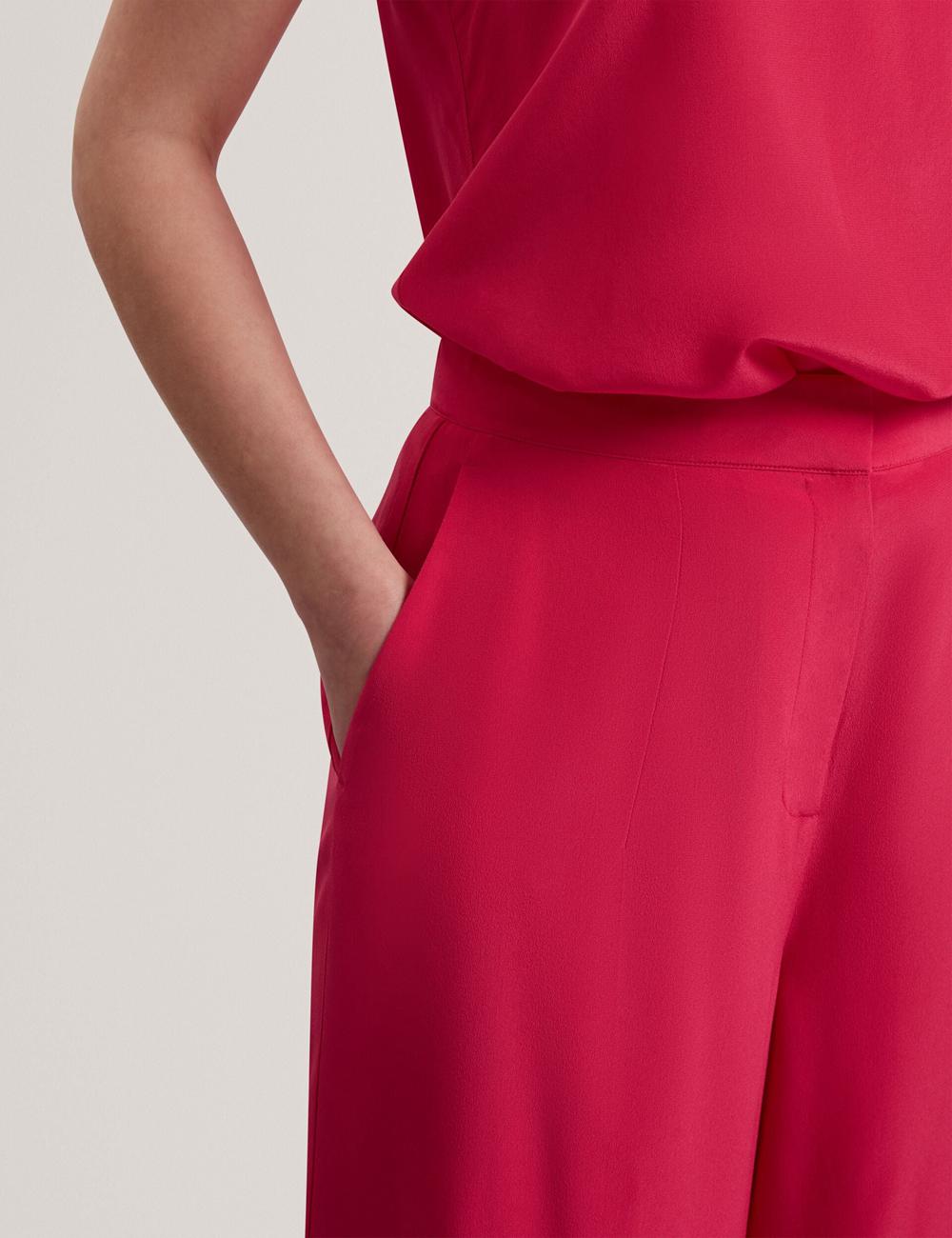 Ted Baker CARLOET - Silk Wide Leg Tailored Women Trousers Fuchsia | UAE  29608-JAHB