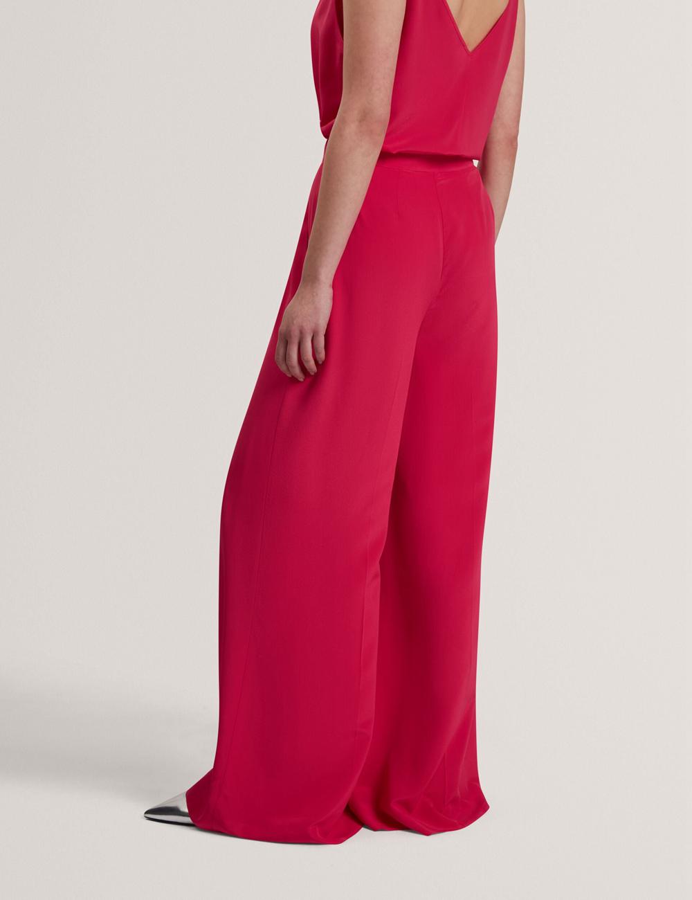 Ted Baker CARLOET - Silk Wide Leg Tailored Women Trousers Fuchsia | UAE  29608-JAHB