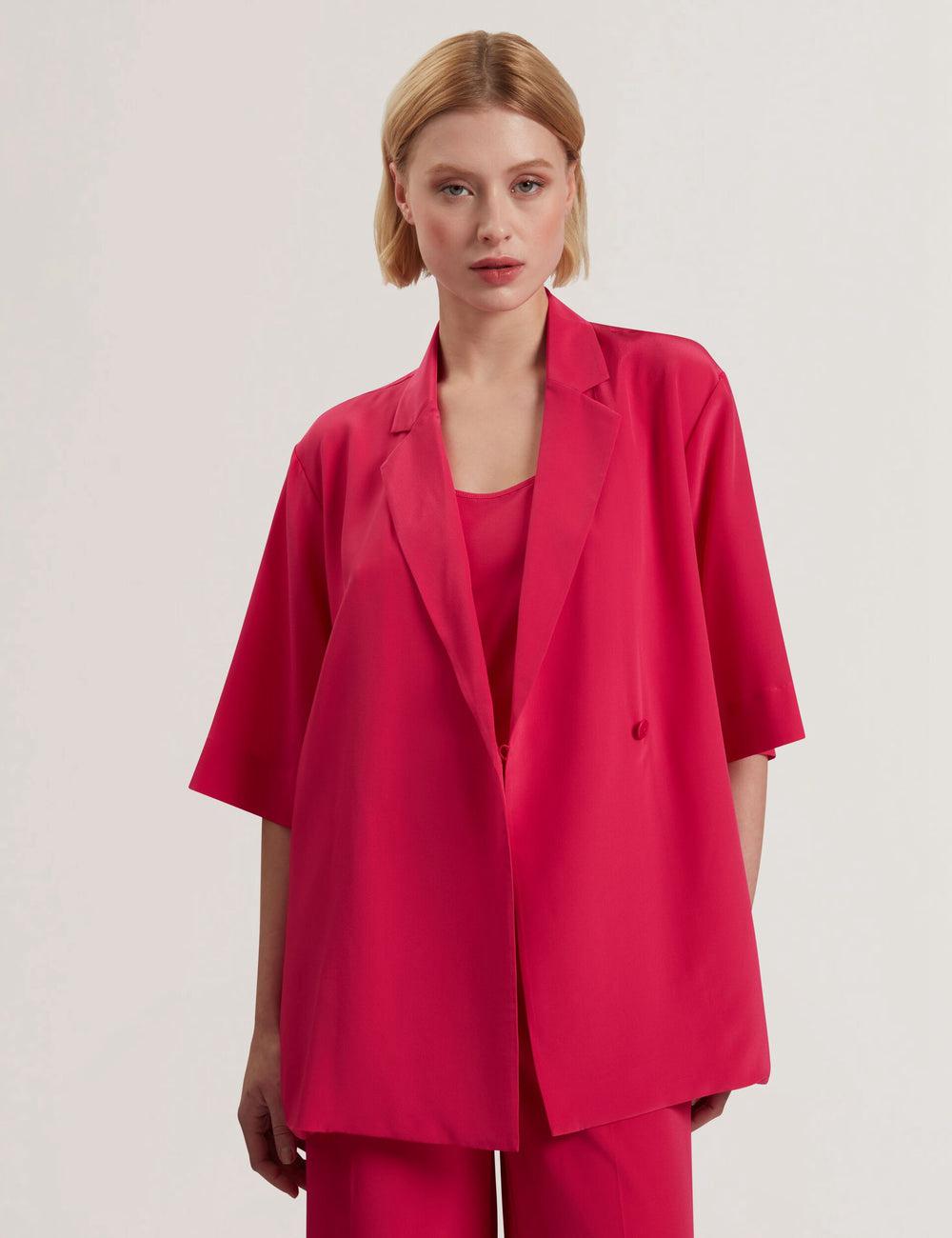 Ted Baker CARLOE - Silk Short Sleeve Women Blazers Fuchsia | UAE  09417-GQWZ