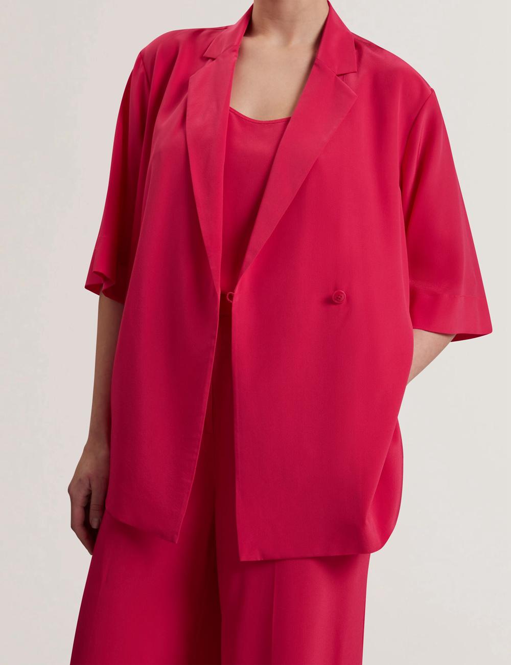 Ted Baker CARLOE - Silk Short Sleeve Women Blazers Fuchsia | UAE  09417-GQWZ