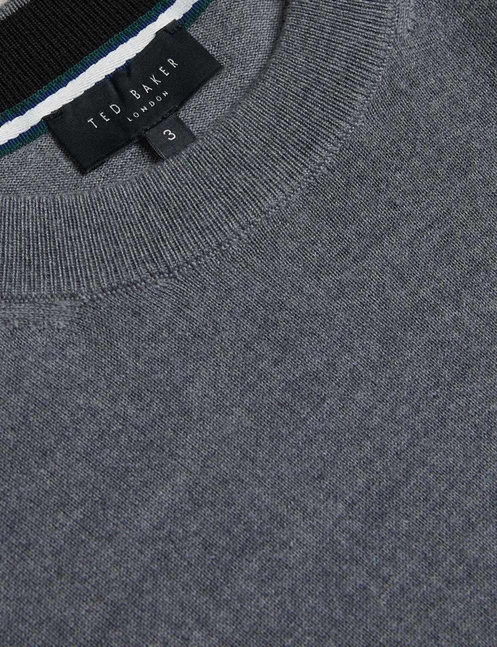 Ted Baker CARNBY - Pure Wool Crew Neck Men Jumpers Charcoal | UAE  68031-ACRV