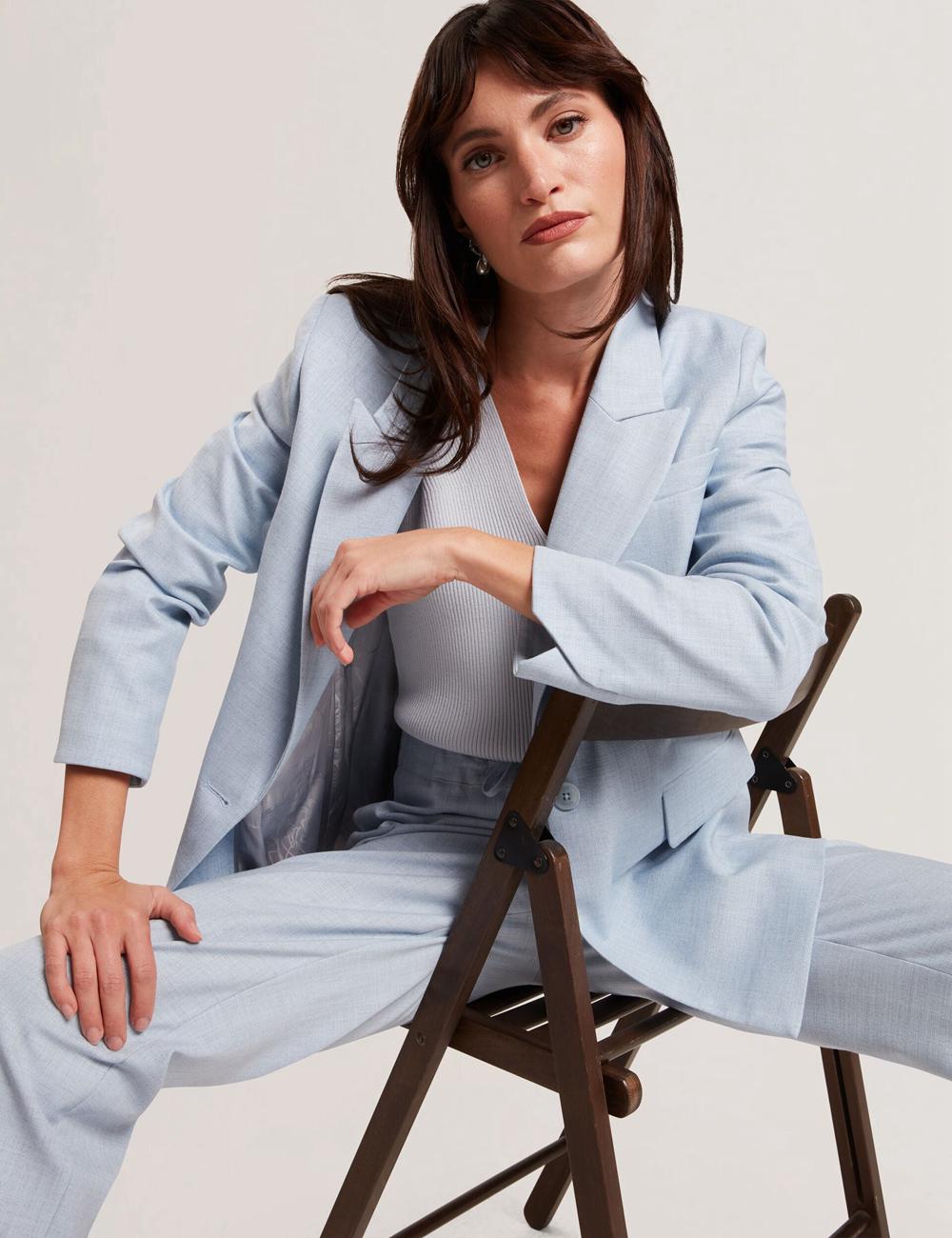 Ted Baker CARNI - Relaxed Tailored Single Breasted Women Blazers Blue | UAE  29451-HLSY