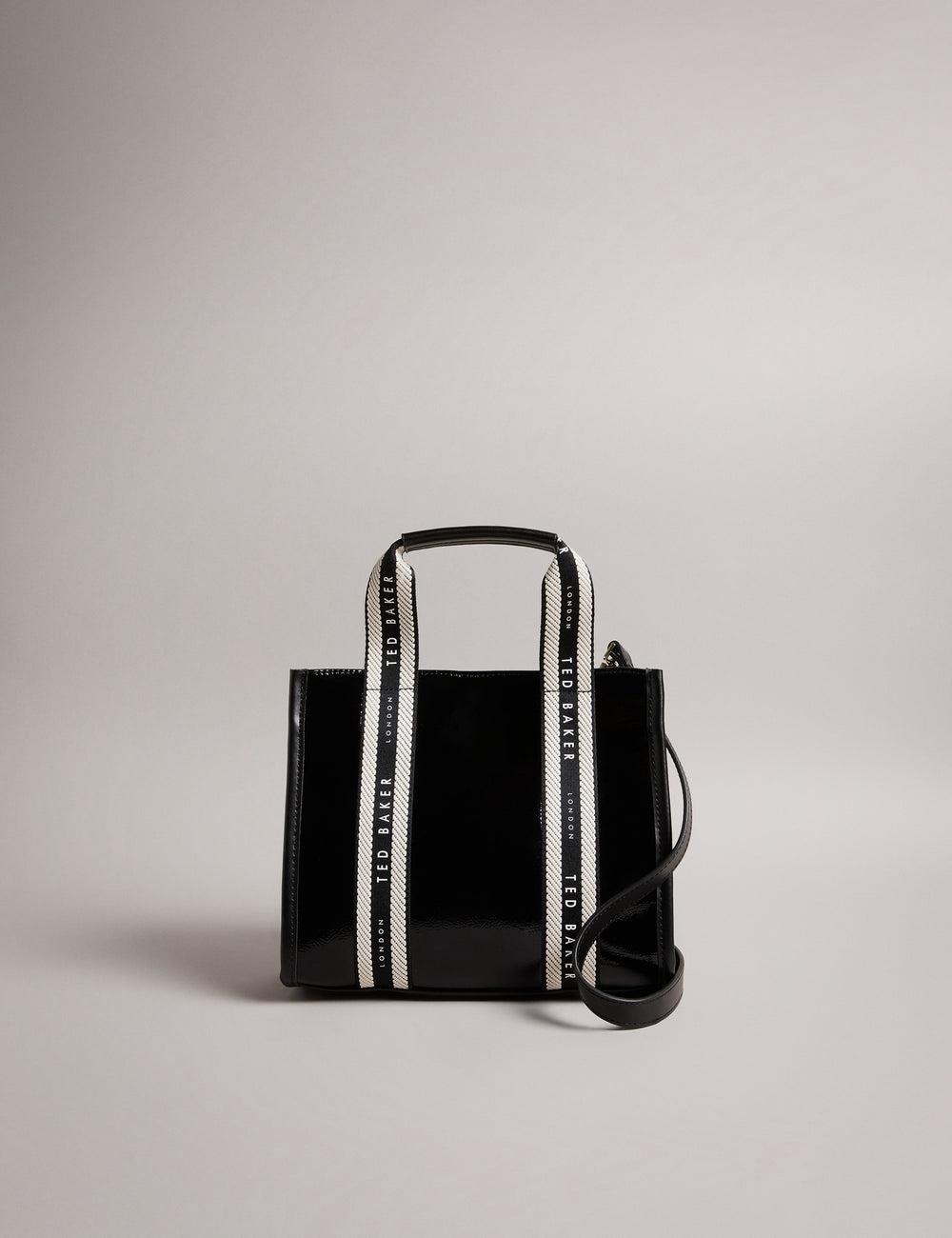 Ted Baker CELIANE - Branded Webbing Patent Small Women Tote Bags Black | UAE  34271-PBXF