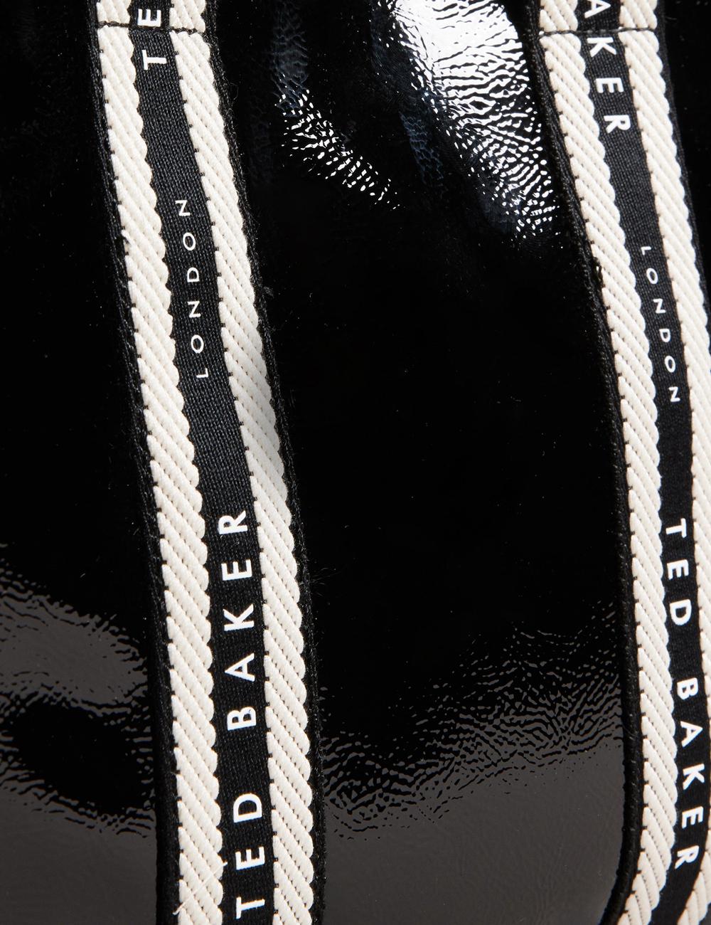 Ted Baker CELIANE - Branded Webbing Patent Small Women Tote Bags Black | UAE  34271-PBXF