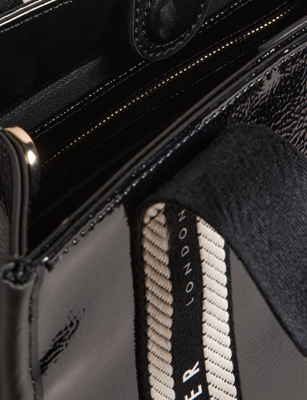 Ted Baker CELIANE - Branded Webbing Patent Small Women Tote Bags Black | UAE  34271-PBXF
