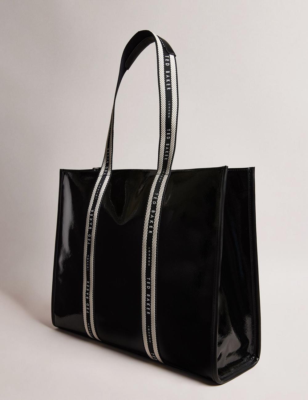 Ted Baker CELINIE - Branded Webbing Faux Leather Women Tote Bags Black | UAE  45279-HTLV