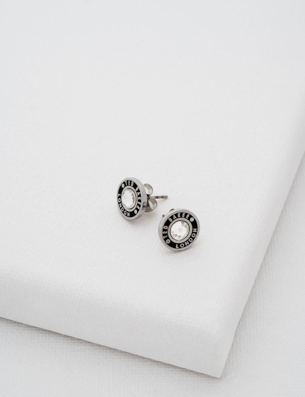 Ted Baker CHERELLE - Branded Crystal Button Stud Women Earrings Silver | UAE  23845-CQZE