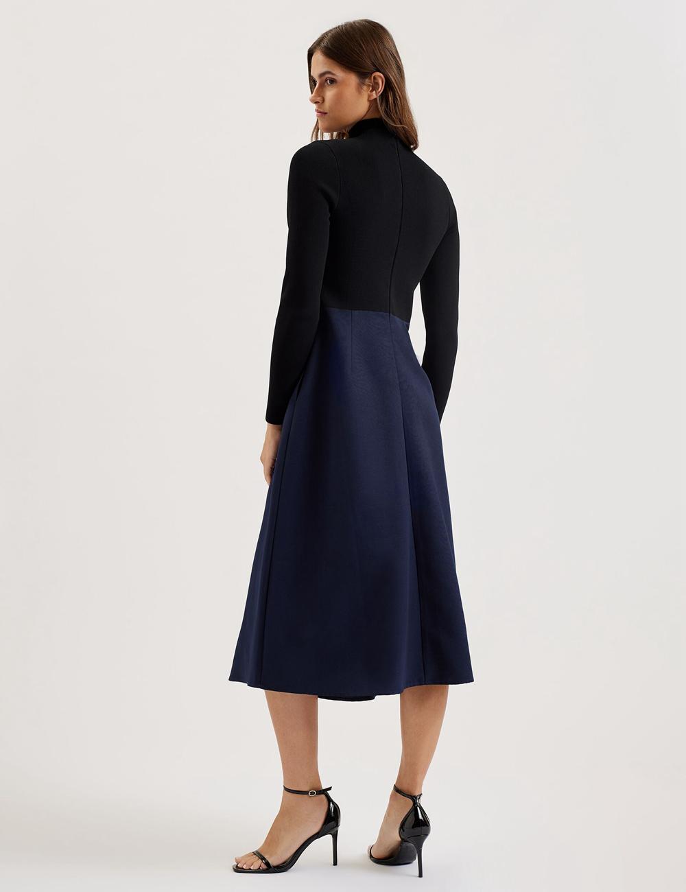 Ted Baker CHIRA - Knit Bodice With Wrap Skirt Women Midi Dresses Black | UAE  14860-BWNX