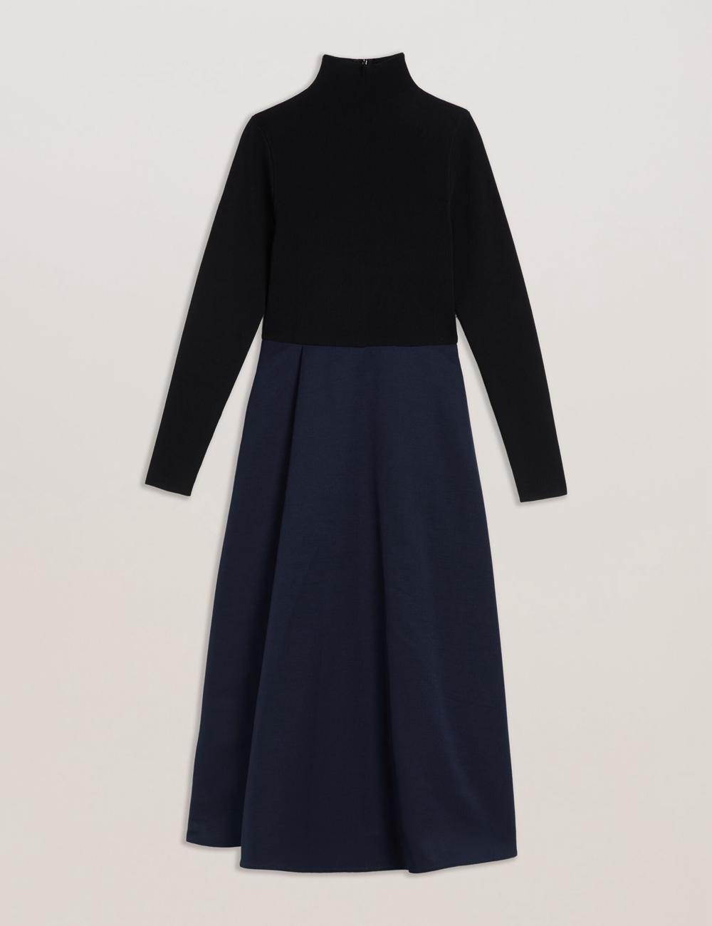 Ted Baker CHIRA - Knit Bodice With Wrap Skirt Women Midi Dresses Black | UAE  14860-BWNX