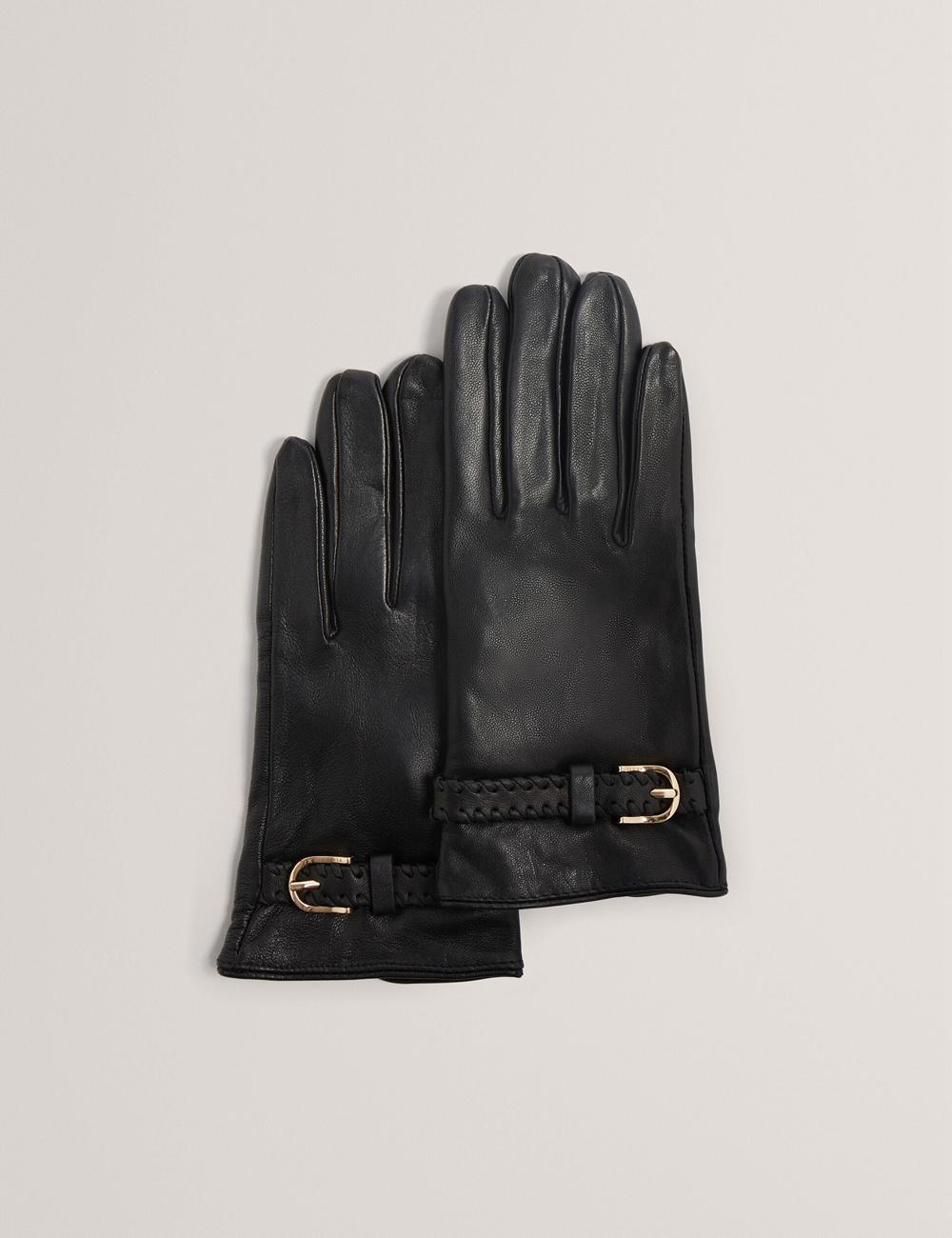 Ted Baker CLAIREL - Buckle Cuff Leather Women Gloves Black | UAE  19238-RHSE