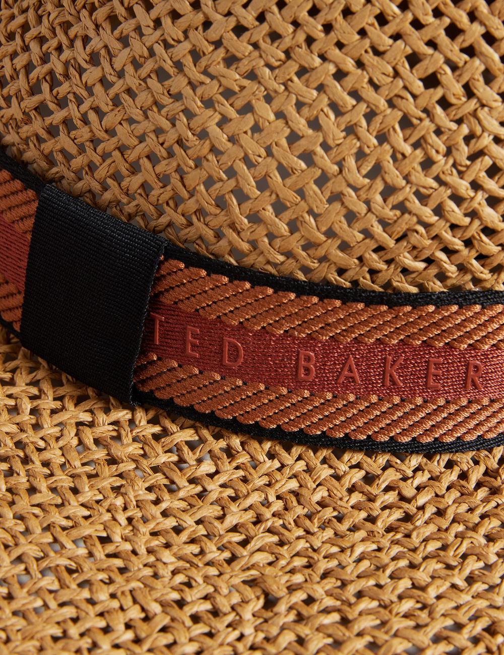 Ted Baker CLAIRIE - Straw Webbing Trim Women Fedora Hats Ecru | UAE  25367-YZQR