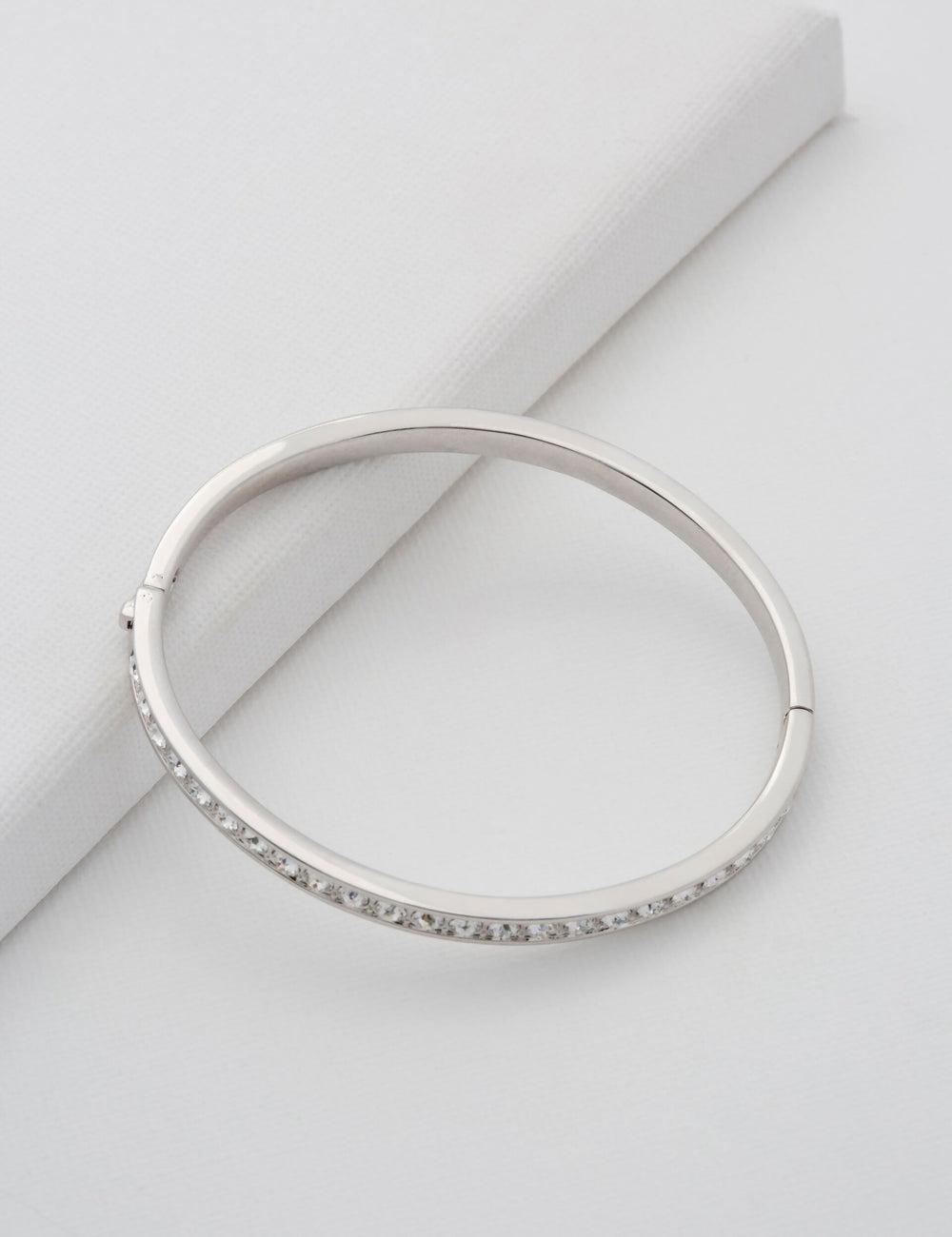 Ted Baker CLEMARA - Crystal Hinge Bangle Women Bracelets Silver | UAE  50187-KASO