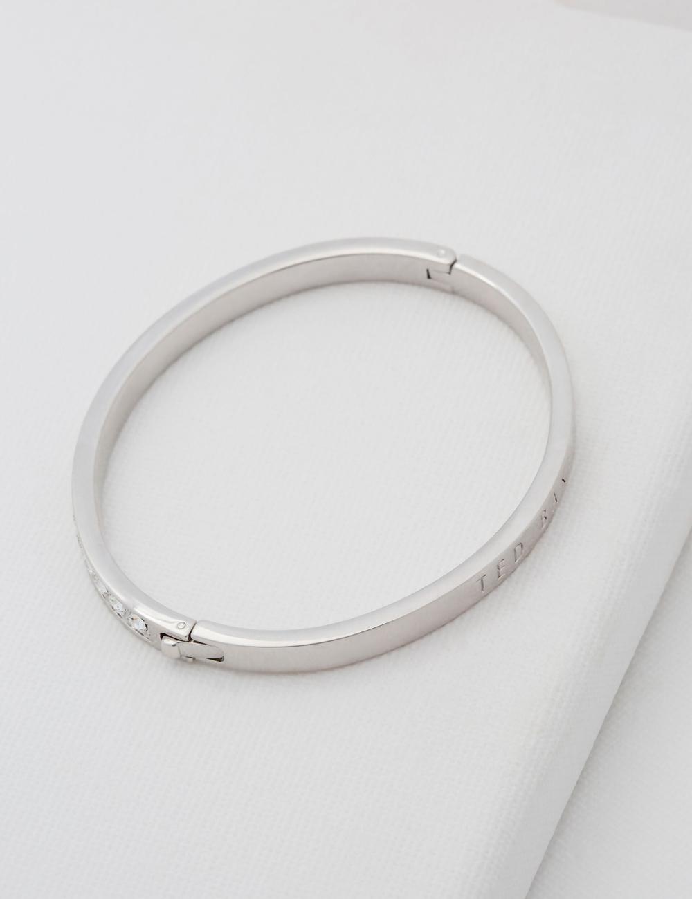 Ted Baker CLEMARA - Crystal Hinge Bangle Women Bracelets Silver | UAE  50187-KASO