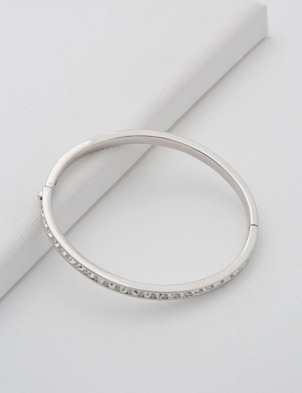 Ted Baker CLEMARA - Crystal Hinge Bangle Women Bracelets Silver | UAE  50187-KASO
