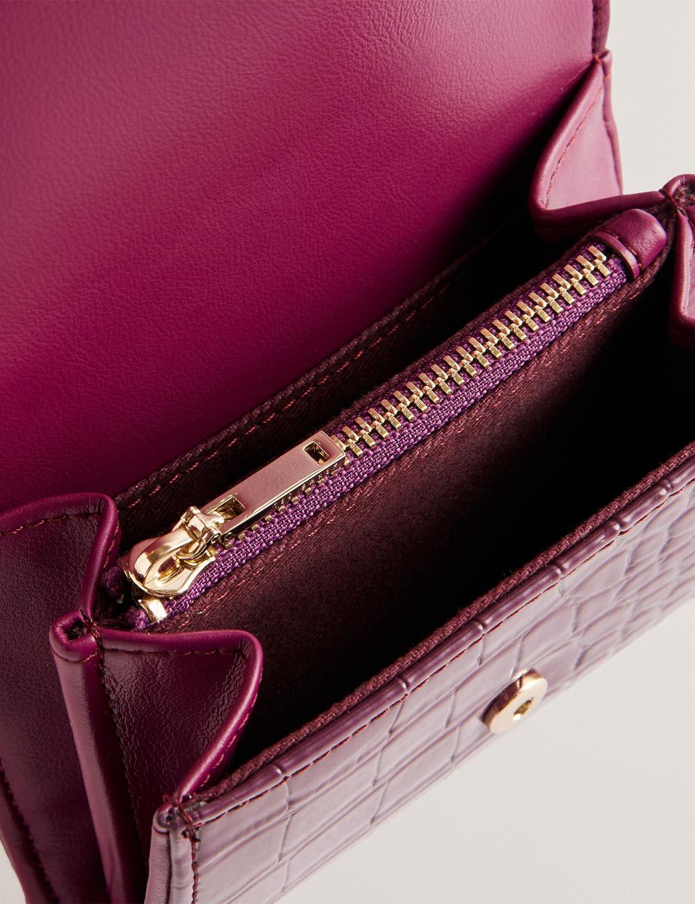 Ted Baker CONILYA - Croc Texture Fold Over Coin Women Purses Maroon | UAE  72960-NJBA