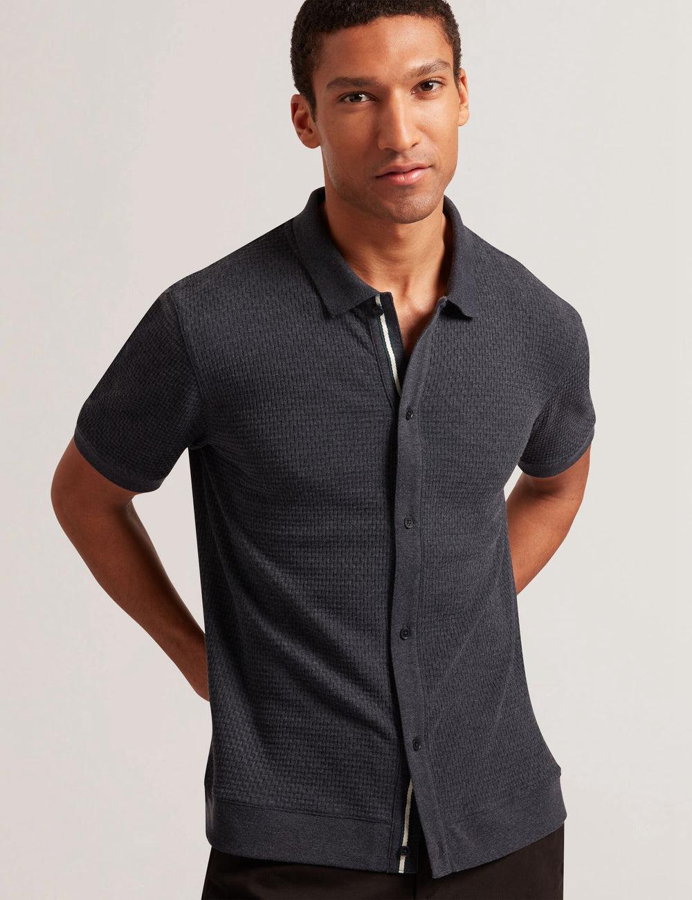 Ted Baker CONNYR - Short Sleeve Button Through Men Polos Shirts Navy | UAE  36517-CGUR
