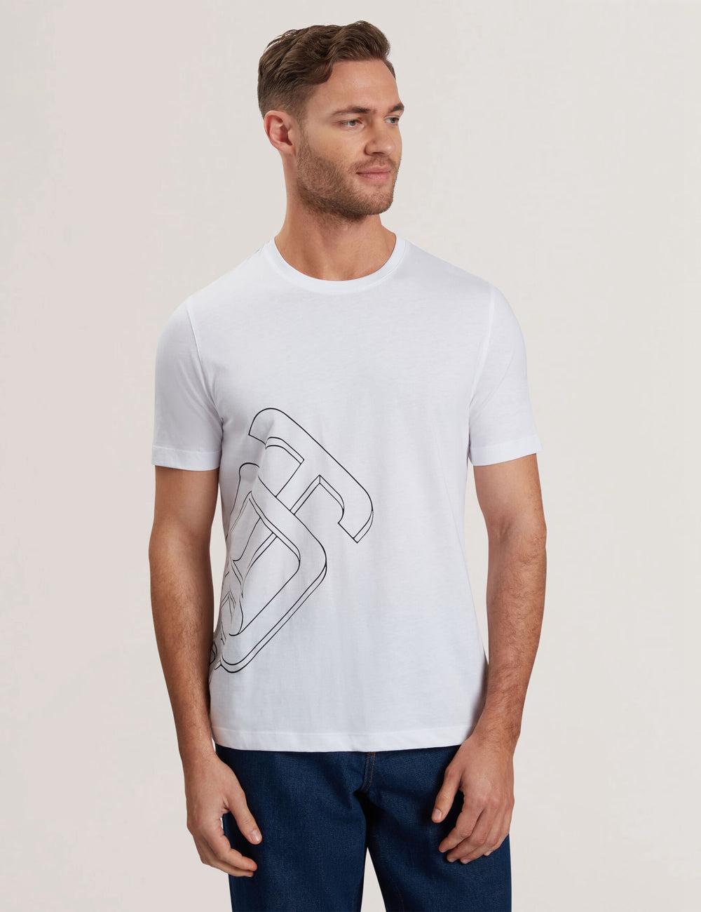 Ted Baker CRAIGEY - Logo Graphic Crew Neck Cotton Men T-Shirts White | UAE  06798-MNKD