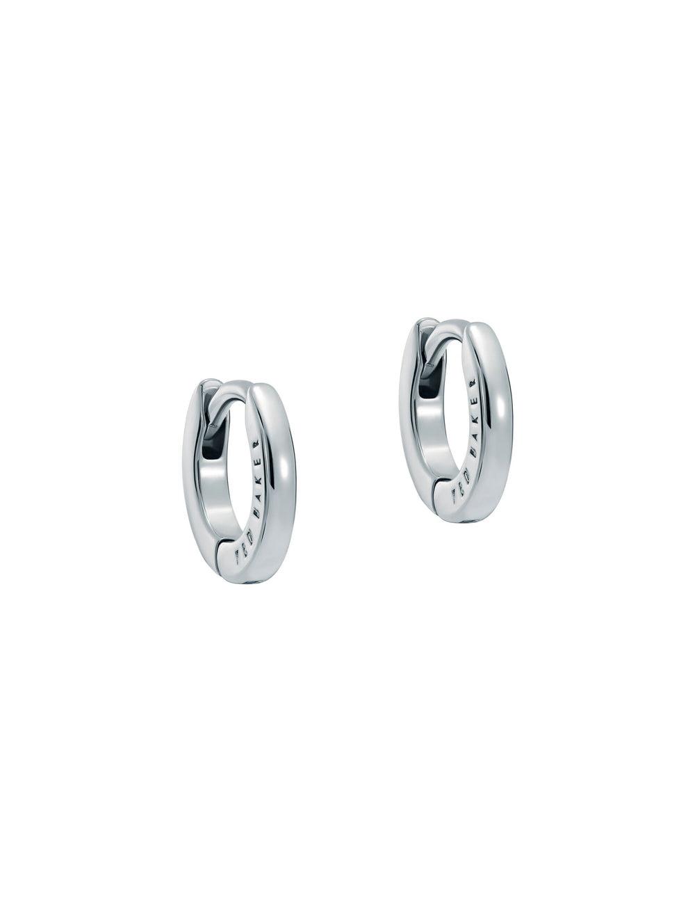 Ted Baker CRISETE - Engraved Logo Huggie Hoop Women Earrings Silver | UAE  92715-TJUH