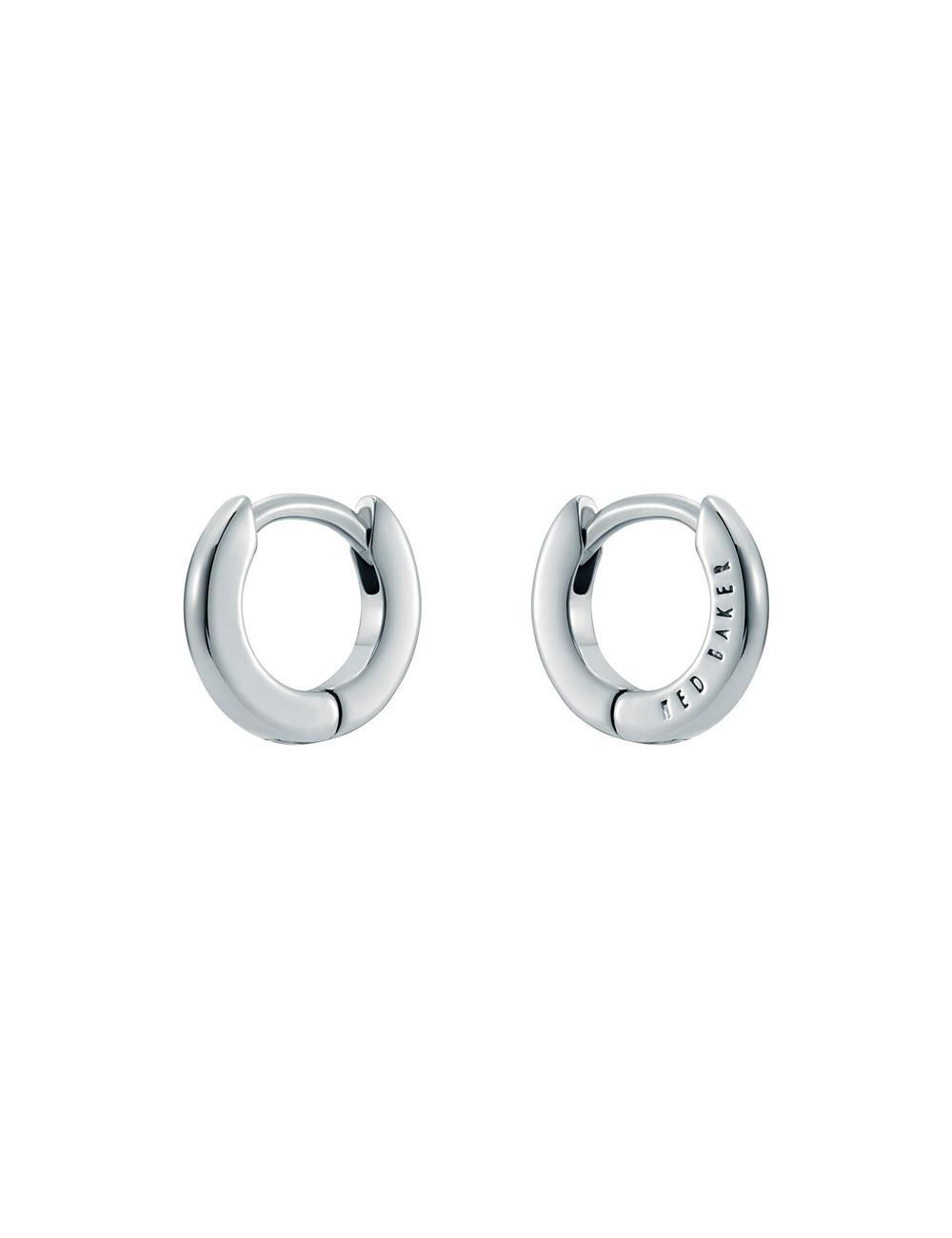 Ted Baker CRISETE - Engraved Logo Huggie Hoop Women Earrings Silver | UAE  92715-TJUH