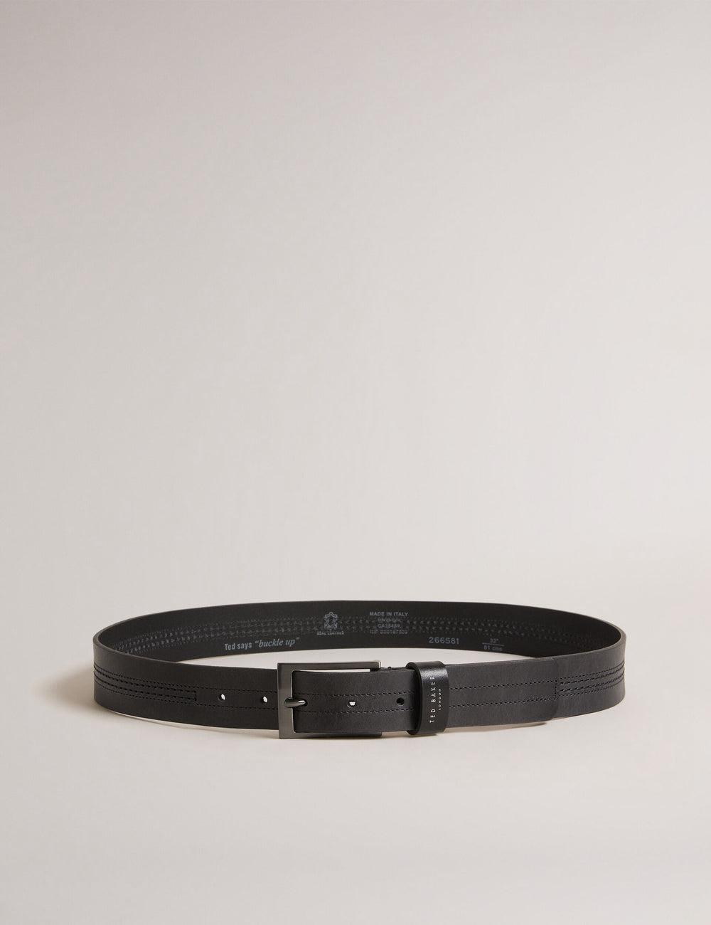 Ted Baker CRISIC - Stitch Detail Leather Men Belts Black | UAE  07589-GMXW