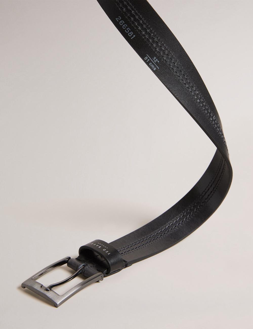 Ted Baker CRISIC - Stitch Detail Leather Men Belts Black | UAE  07589-GMXW