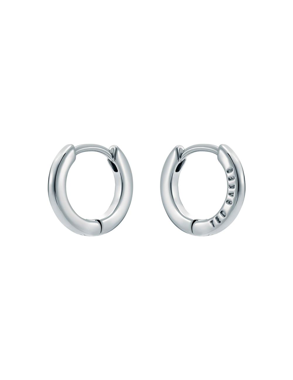 Ted Baker CRISLIE - Engraved Logo Small Hoop Women Earrings Silver | UAE  25063-KYTQ