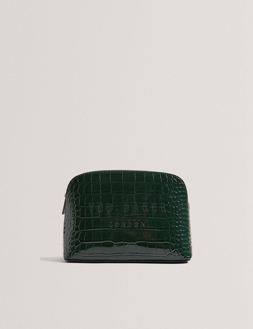 Ted Baker CROCALA - Croc Effect Faux Leather Women Make-Up Bags Mid-Green | UAE  72958-GYRJ