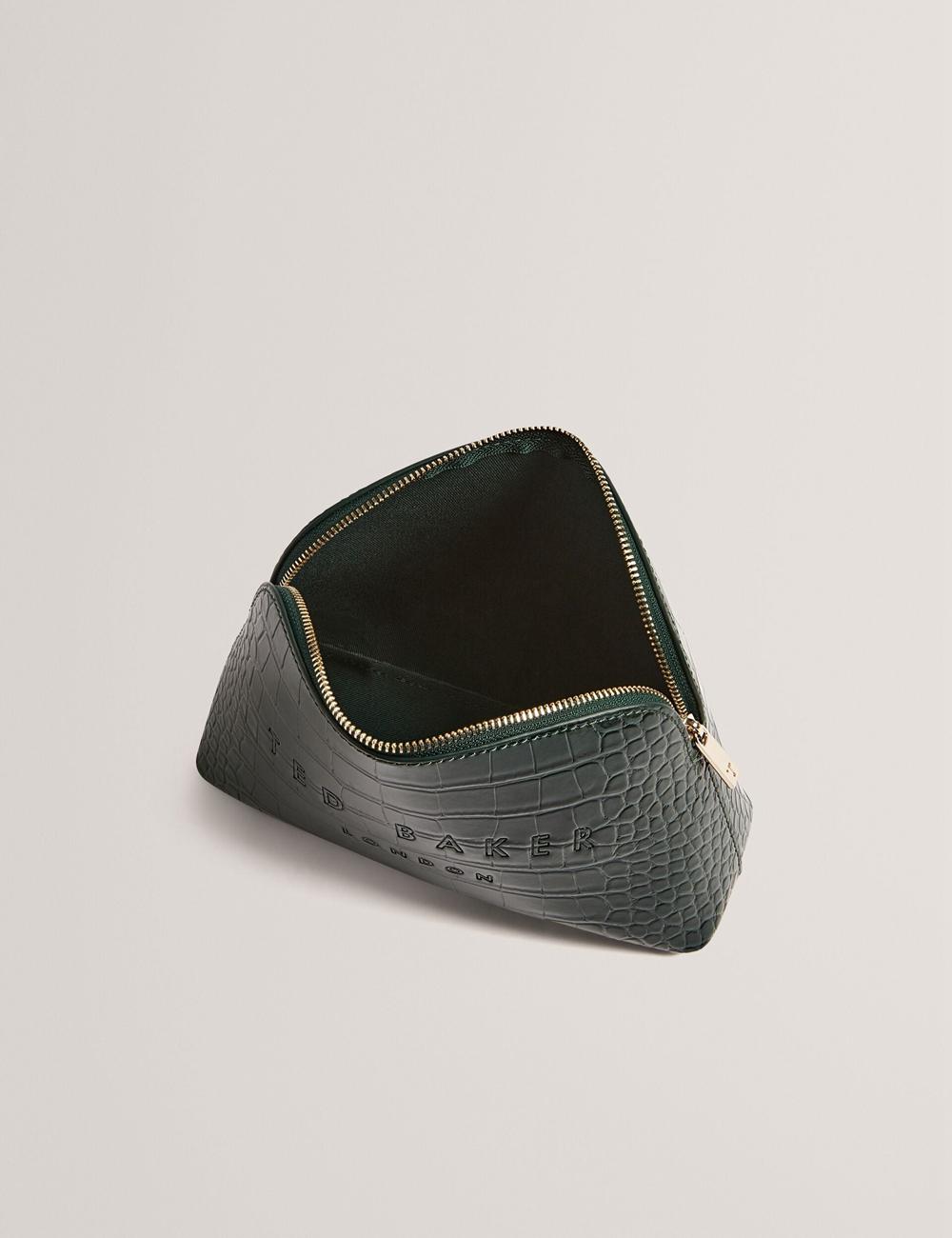 Ted Baker CROCALA - Croc Effect Faux Leather Women Make-Up Bags Mid-Green | UAE  72958-GYRJ