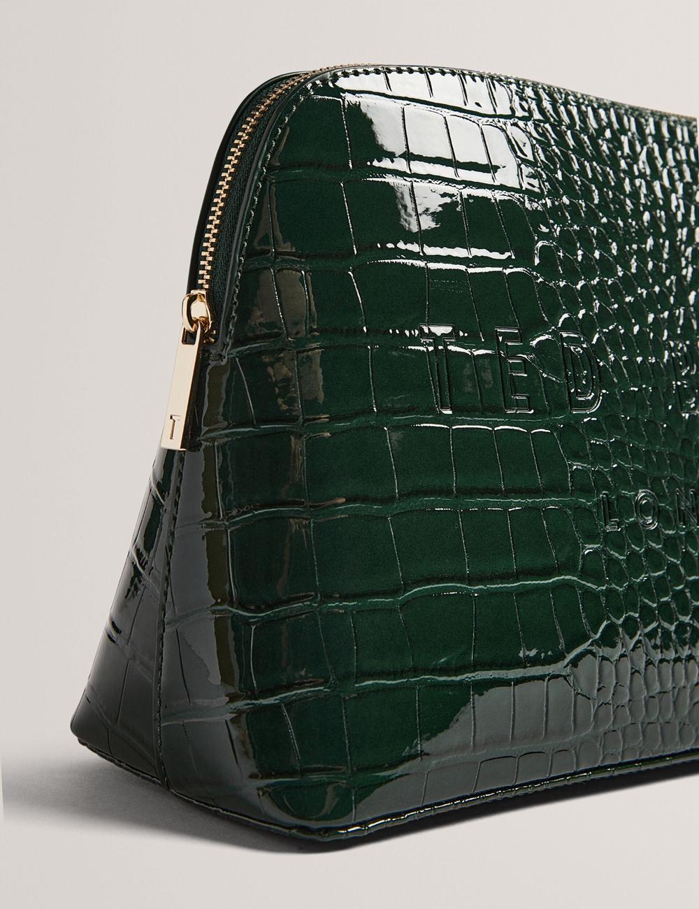 Ted Baker CROCANA - Croc Texture Faux Leather Women Wash Bags Mid-Green | UAE  82105-GRDC