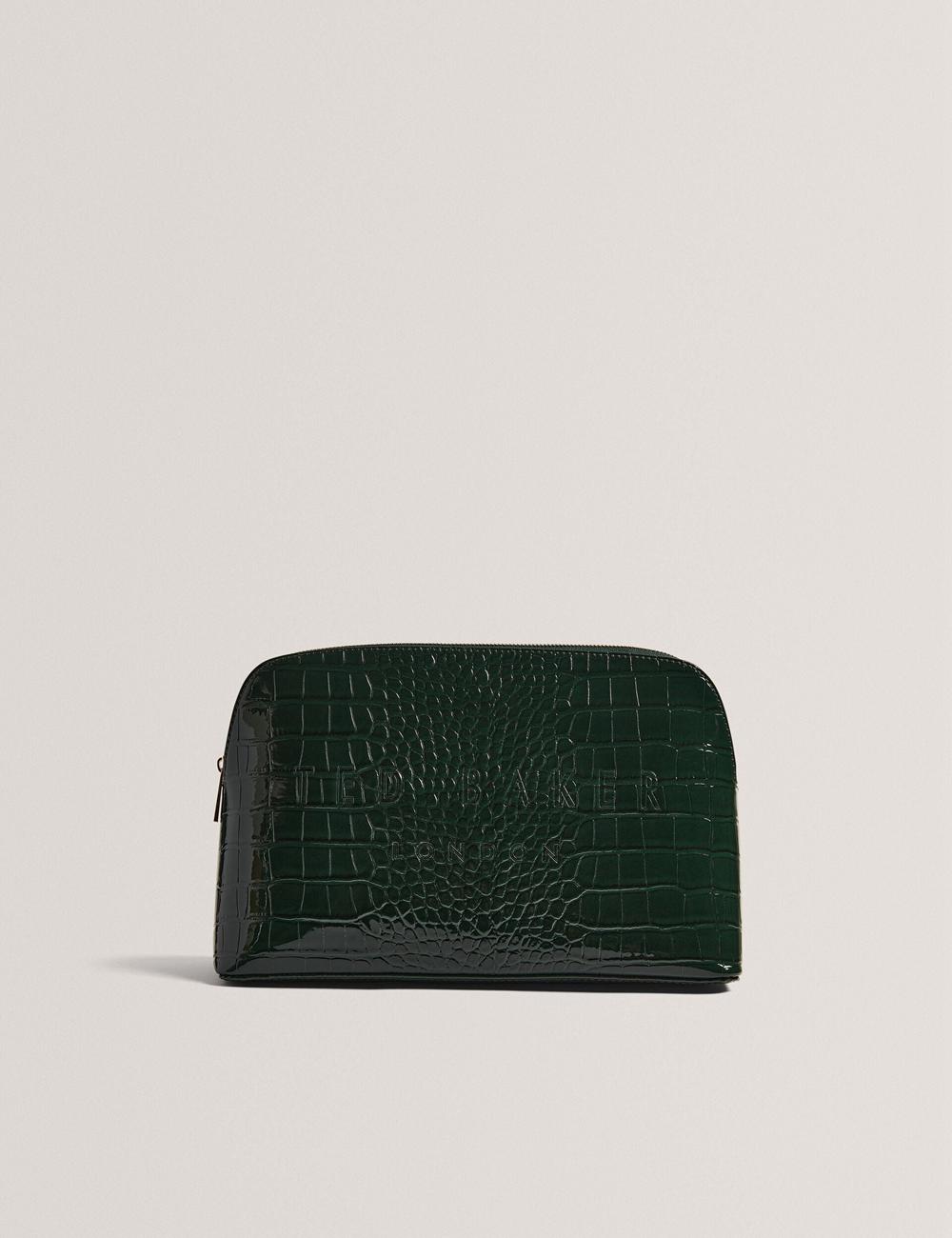 Ted Baker CROCANA - Croc Texture Faux Leather Women Wash Bags Mid-Green | UAE  82105-GRDC