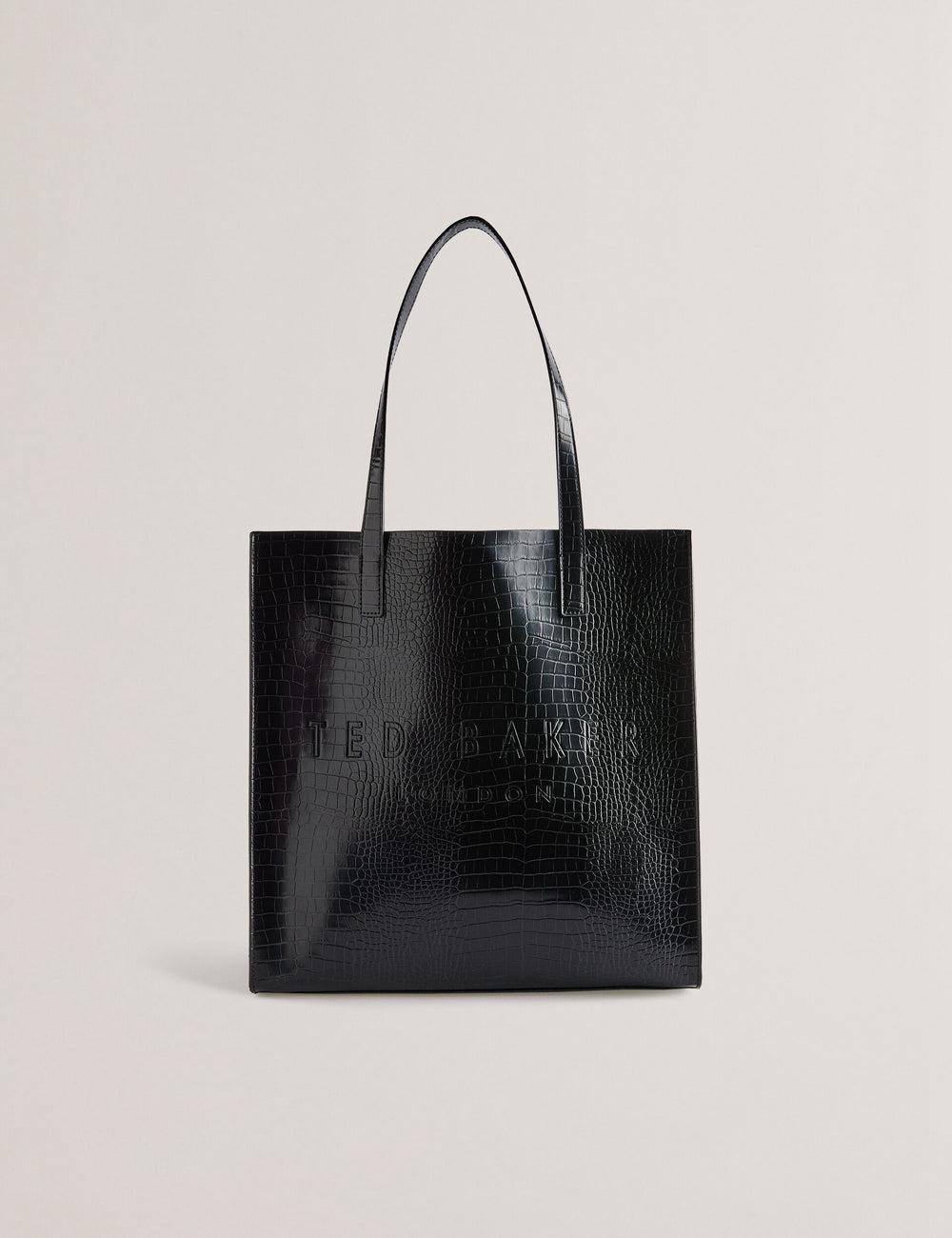 Ted Baker CROCCON - Large Croc Texture Icon Women Tote Bags Black | UAE  27438-JCSD