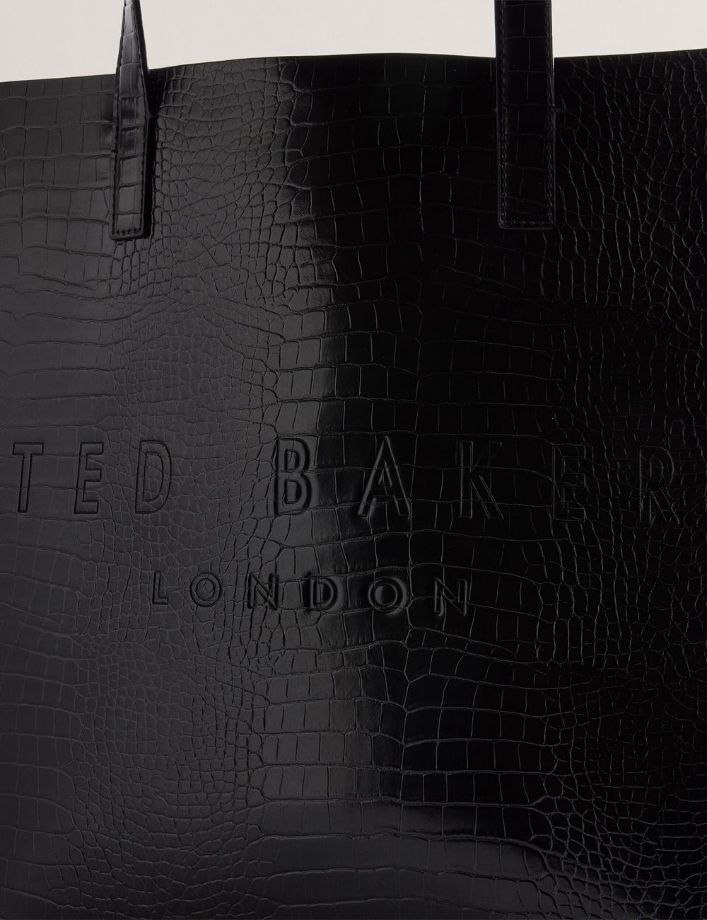 Ted Baker CROCCON - Large Croc Texture Icon Women Tote Bags Black | UAE  27438-JCSD
