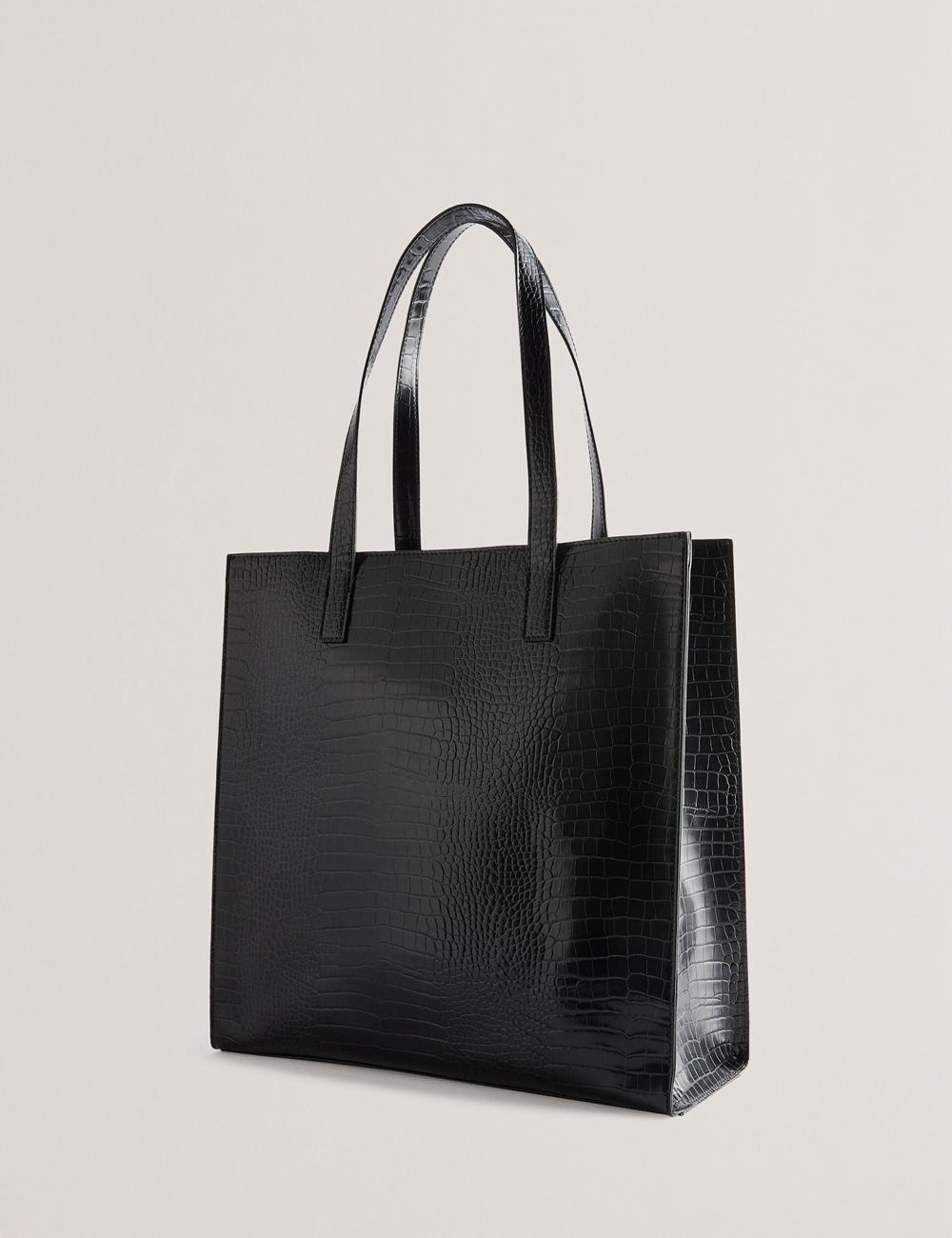 Ted Baker CROCCON - Large Croc Texture Icon Women Tote Bags Black | UAE  27438-JCSD