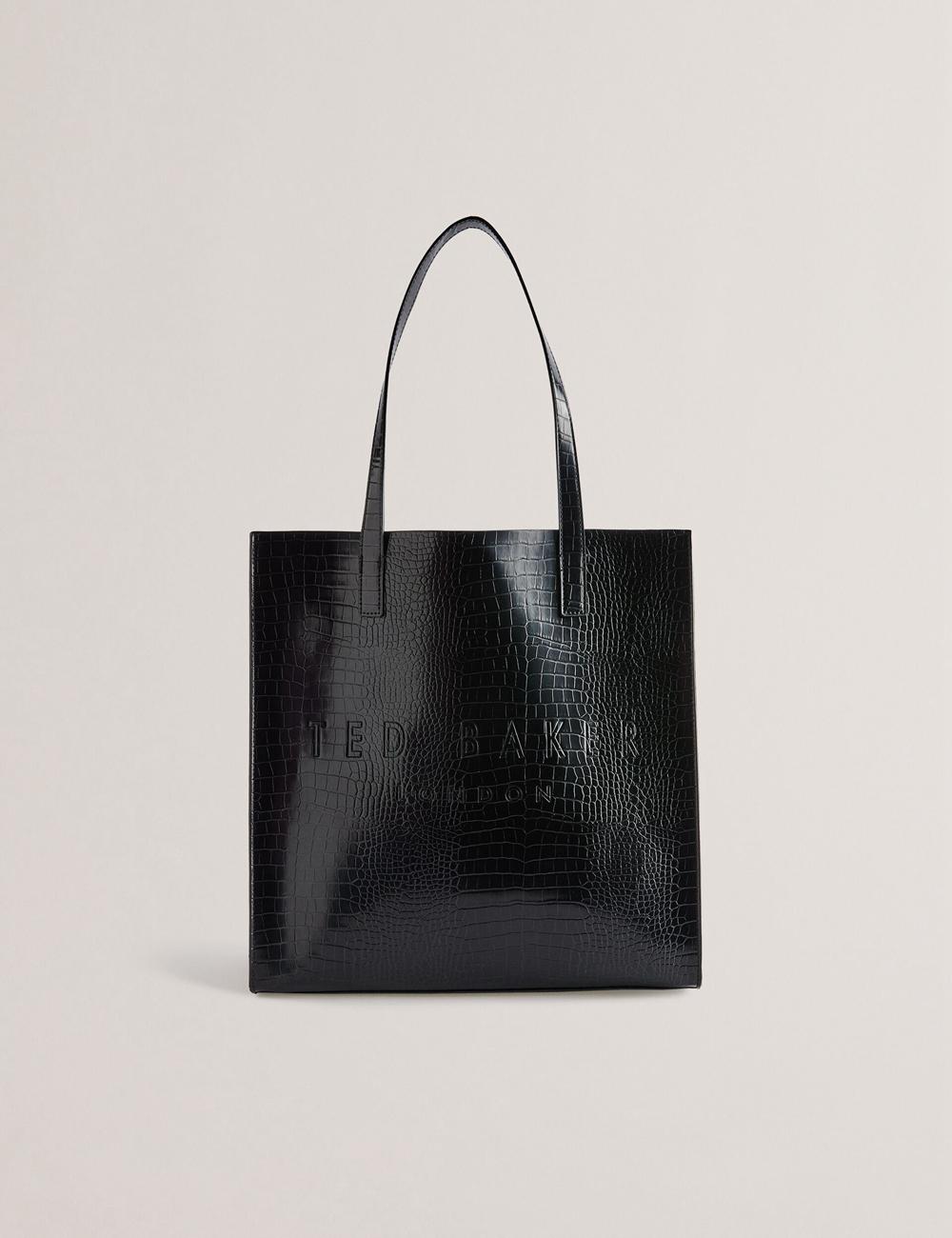 Ted Baker CROCCON - Large Croc Texture Icon Women Tote Bags Black | UAE  27438-JCSD