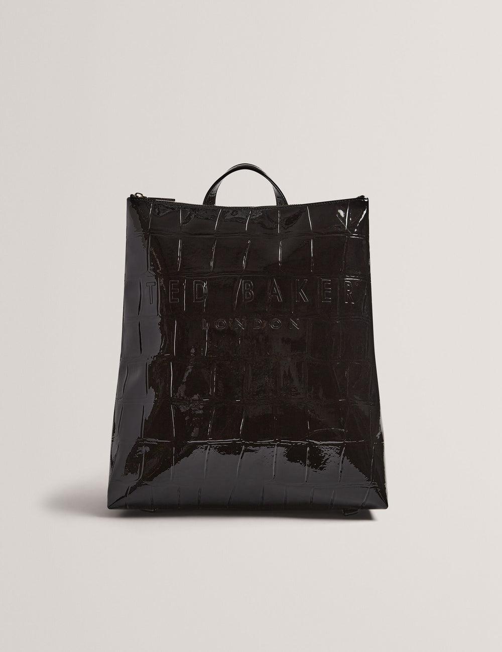 Ted Baker CROCLEE - Croc Effect Faux Leather Backpack Women Backpacks Black | UAE  48950-TUYS