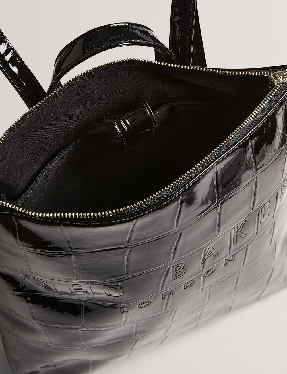 Ted Baker CROCLEE - Croc Effect Faux Leather Backpack Women Backpacks Black | UAE  48950-TUYS
