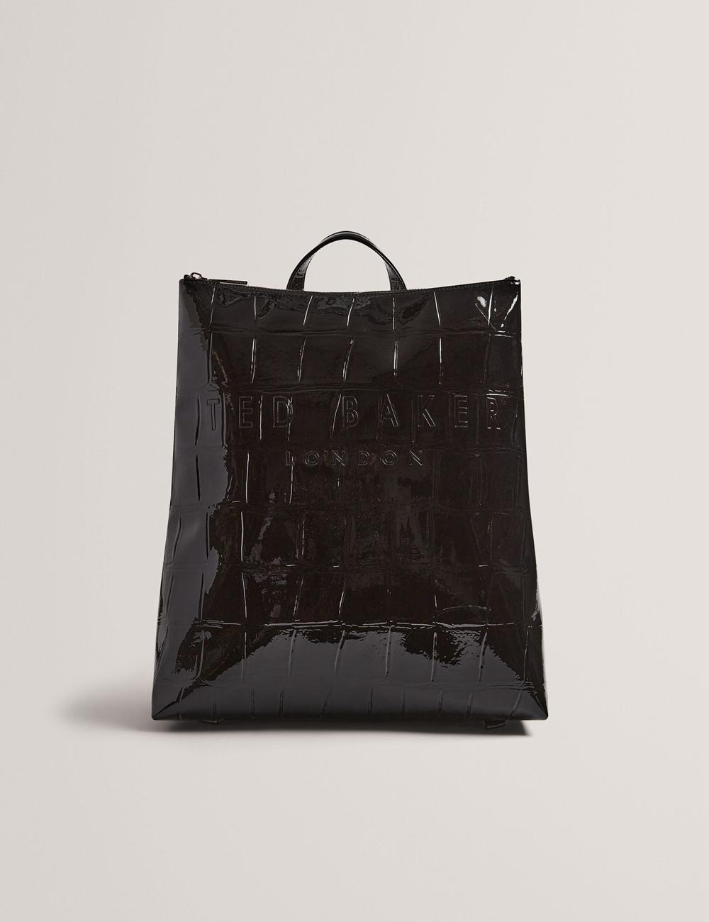 Ted Baker CROCLEE - Croc Effect Faux Leather Backpack Women Backpacks Black | UAE  48950-TUYS
