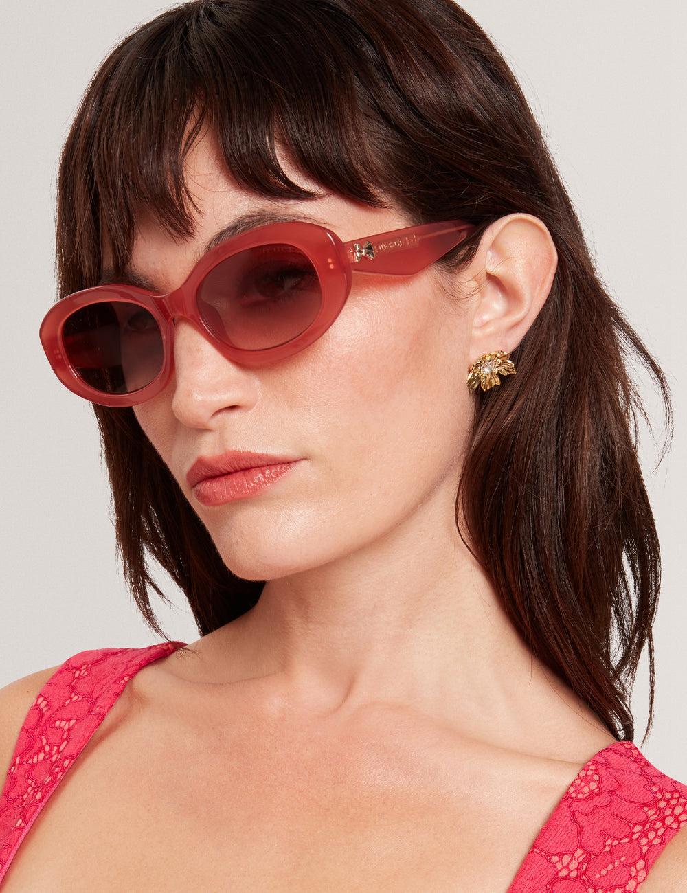 Ted Baker DAISIE - Chunky Oval Bow Detail Women Sunglasses Rose Pink | UAE  94126-YORN