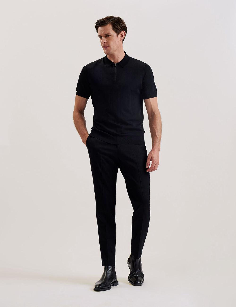 Ted Baker DALDIN - Zip Collar Stretch Knit Men Jumpers Black | UAE  89372-JLCZ