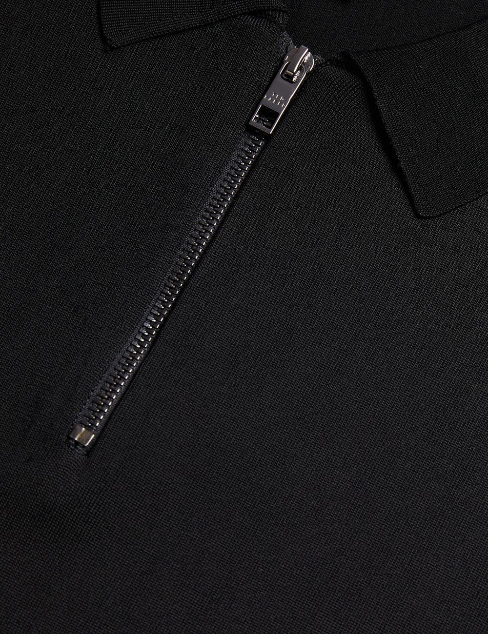 Ted Baker DALDIN - Zip Collar Stretch Knit Men Jumpers Black | UAE  89372-JLCZ