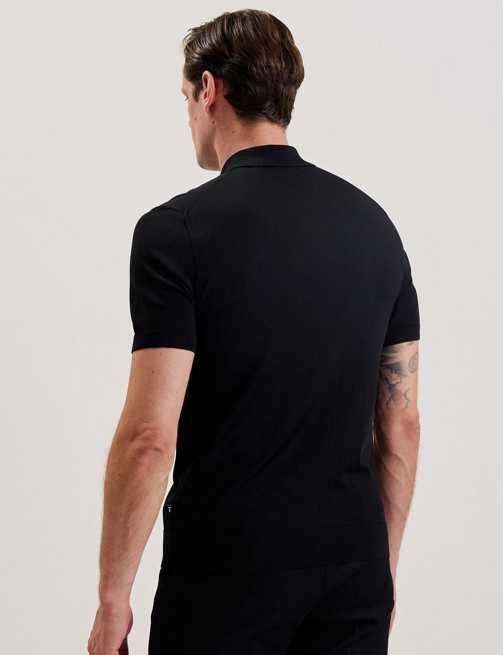Ted Baker DALDIN - Zip Collar Stretch Knit Men Jumpers Black | UAE  89372-JLCZ