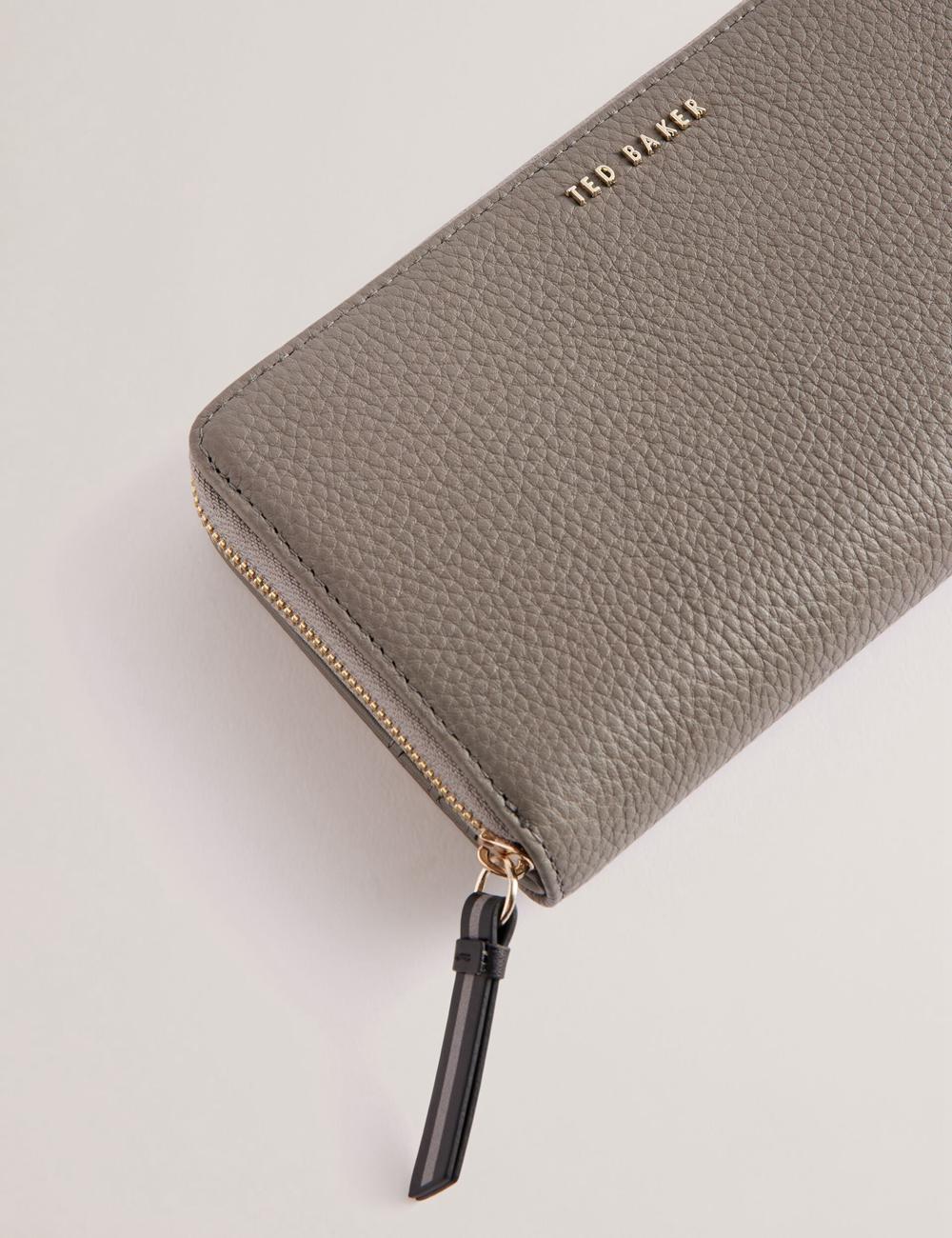 Ted Baker DALIEA - Large Textured Leather Zip Around Women Purses Mid-Grey | UAE  13405-BJNS
