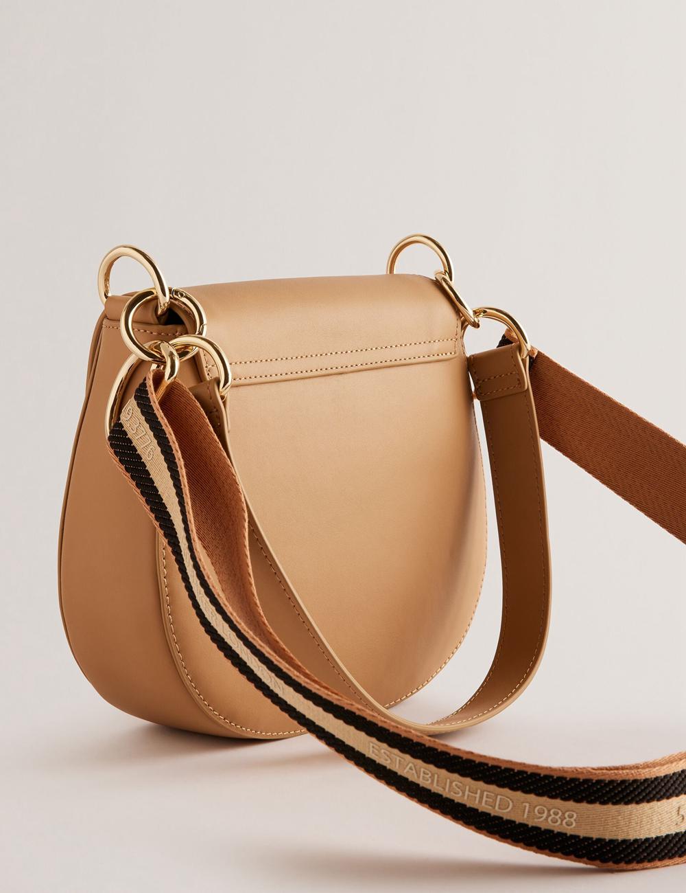 Ted Baker DARCELL - Leather Webbing Crossbody Satchel Women Satchel Bags Taupe | UAE  91780-ARJH