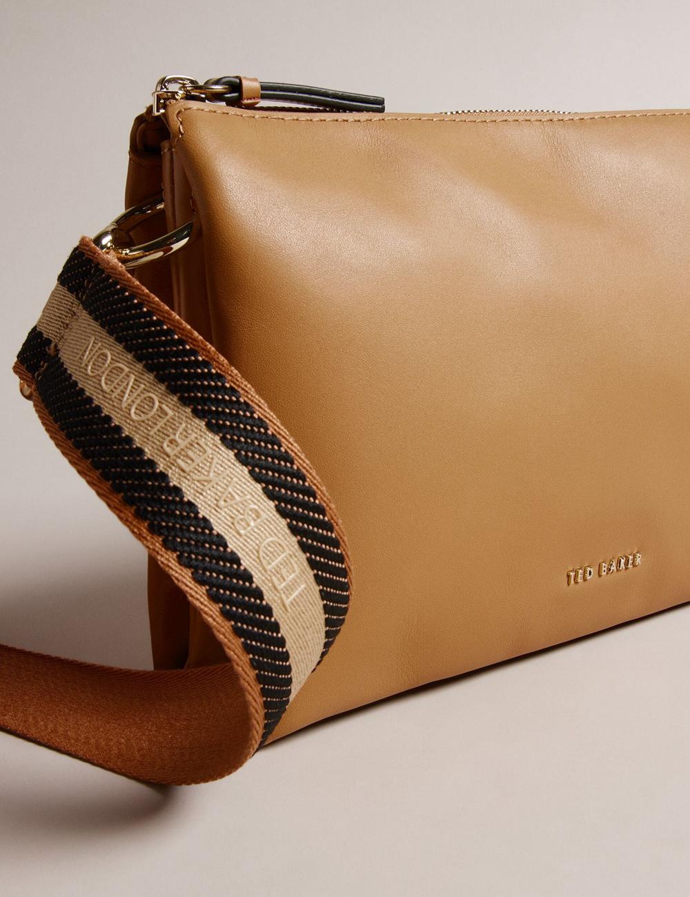 Ted Baker DARCEYY - Leather With Webbing Strap Women Crossbody Bags Taupe | UAE  91508-SCJE