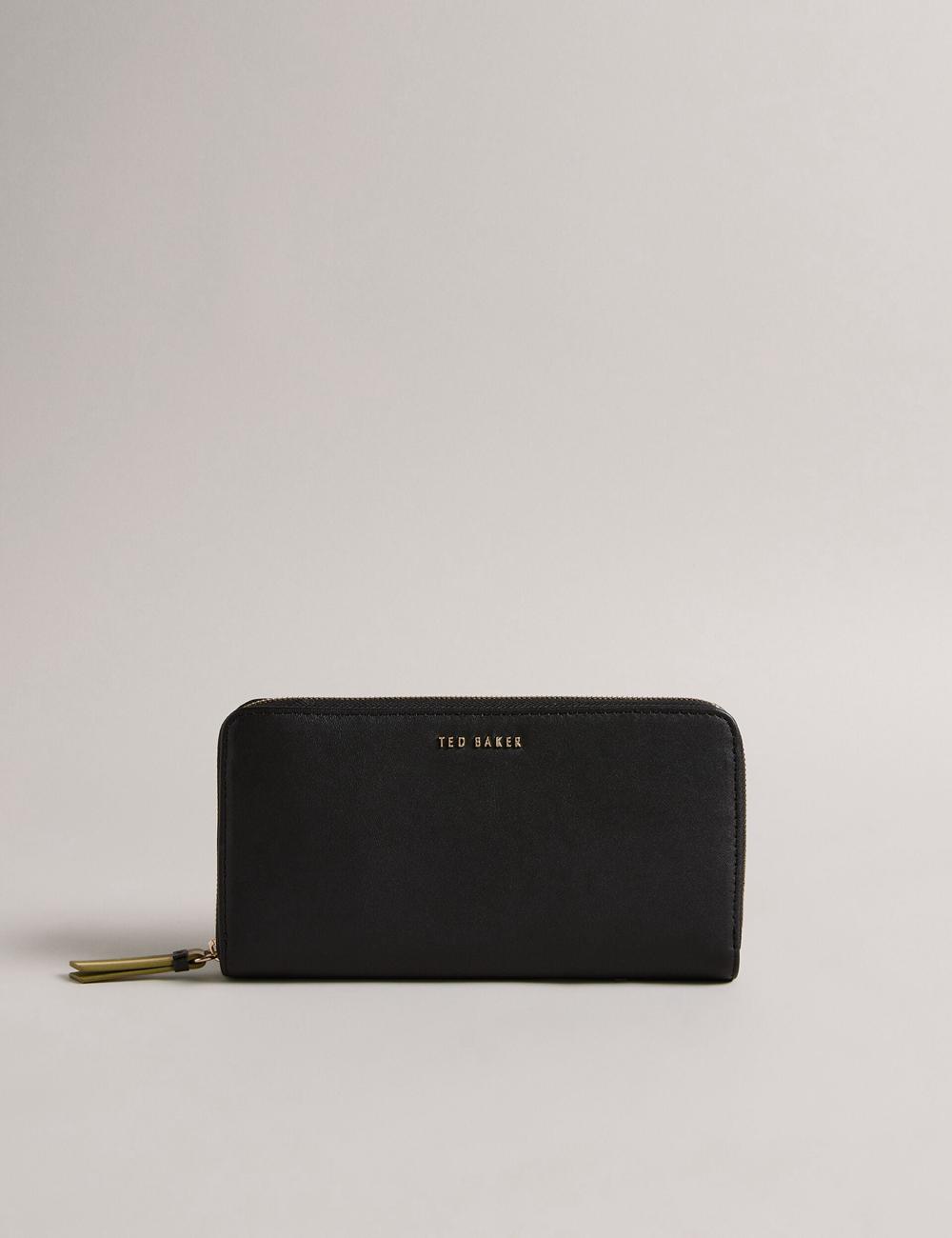 Ted Baker DARCIEA - Smooth Leather Zip Around Large Women Purses Black | UAE  13569-RCYF